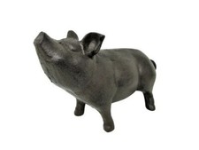10" Long Large Rustic Solid Cast Iron Pig Hog Doorstop Paperweight Statue