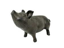 10" Long Large Rustic Solid Cast Iron Pig Hog Doorstop Paperweight Statue