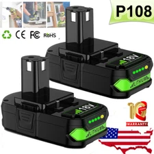 2/1PACK Replacement for Ryobi 18V Lithium Battery P102 P103 P105 P107 P108 P109