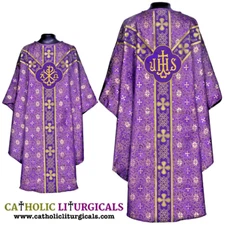 NEW METALLIC VIOLET Gothic Vestment & Stole set, Gothic Chasuble, Casula, Casel