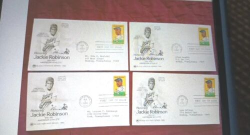 Lot Of 4 Jackie Robinson First Day Covers August 2nd 1982 - Picture 1 of 6
