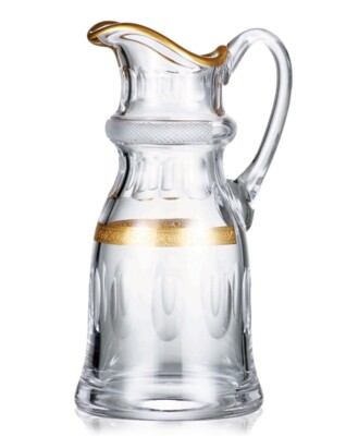 12” KVETNA JESSIE 1.3Lt Czech 24ct Gilded FINE DIAMOND CUT GLASS 