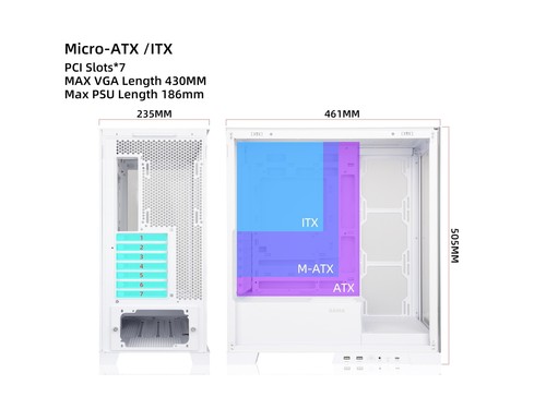 SAMA NEVIEW 4503 White Airflow Full Tower Case ATX PC Gaming Case Dual Temper... - Picture 6 of 9