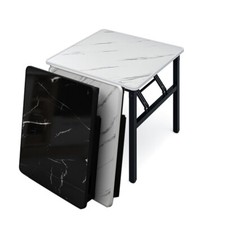 Small Nook Folding Table White Marble Print Square Dining Breakfast Compact Desk