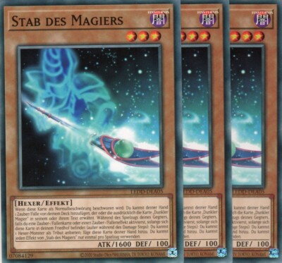 yugioh 3x Stab des Magiers LEDD-DEA05 / LED6-DE008 COMMON 2AUFLAGE DEUTSCH