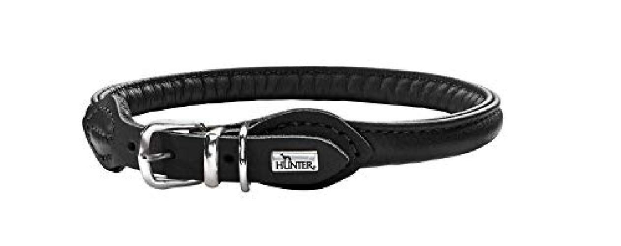 HUNTER Round And Soft Nickel-Plated Collar, 40/8, 33 x 37 cm, Small, Nappa Black