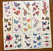 15Pcs Temporary Water Transfer Tattoo Waterproof Butterfly Body Face Stickers I
