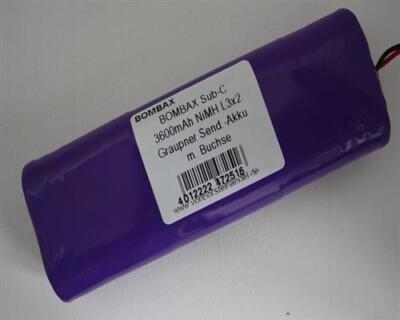 Bombax Akkupack 7,2V/3600mAh SubC, L3x2 Racing, Graupner Sender