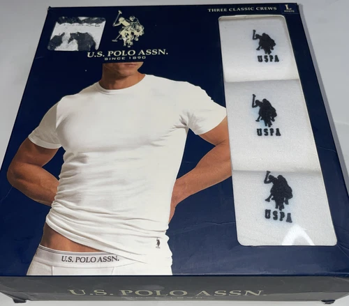 NEW~US Polo Assn 3 Pack White Classic Fit T-Shirts 6~med~7 Large $19.99