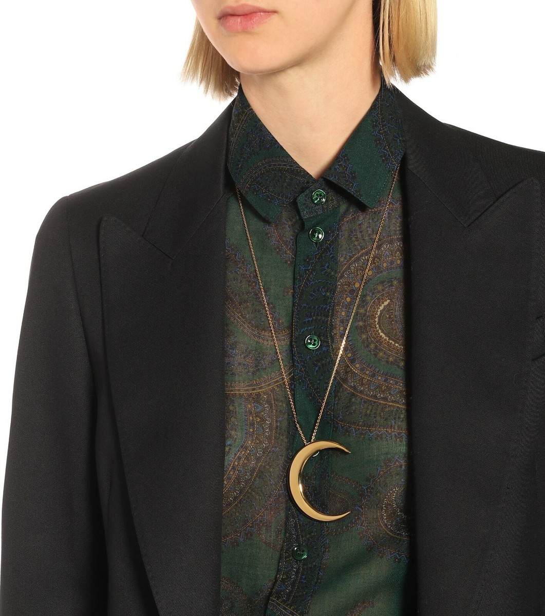 アクセサリー SAINT LAURENT CRESCENT MOON Pendant 🆕️ Auth SAINT LAURENT Paris Gold-Toned CRESCENT MOON