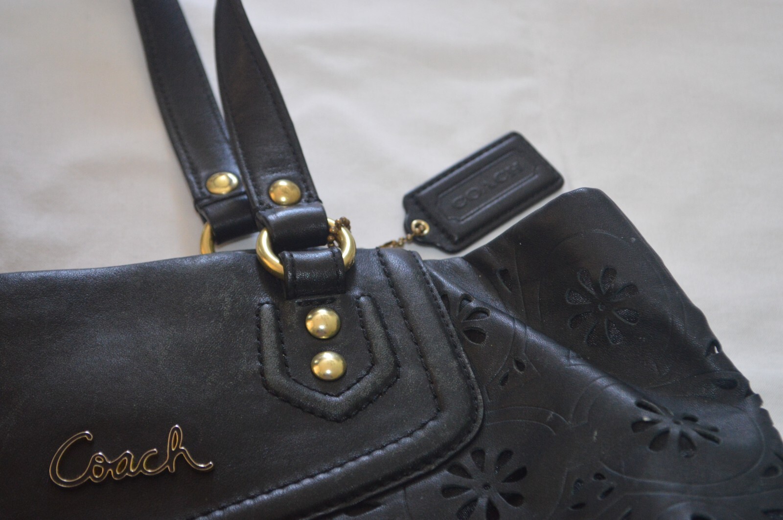 Coach Leather Black Eyelet Shoulder Bag Gem