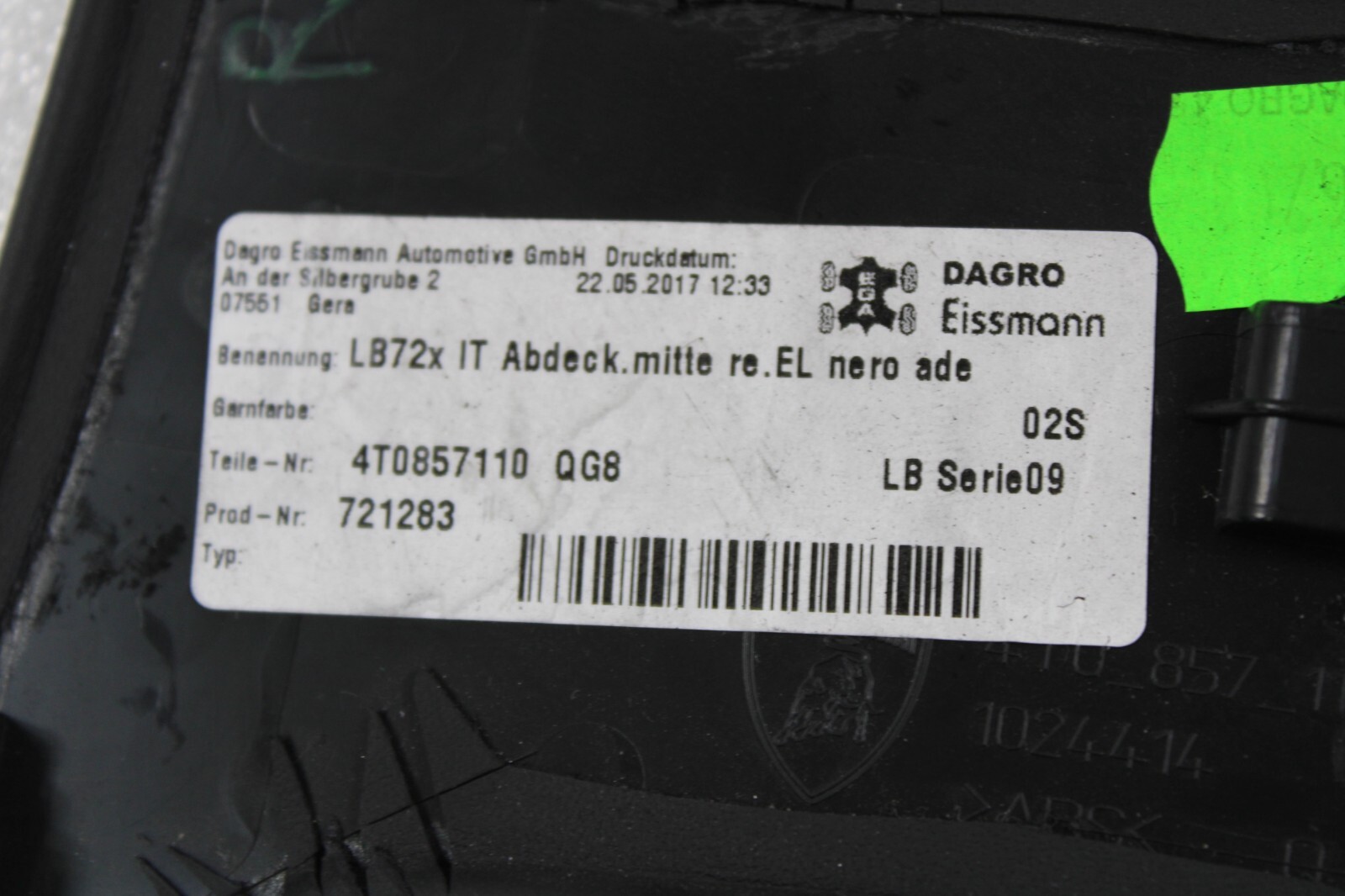 Lamborghini Huracan, LP580, LP610, RH, Lower Console Trim, Used, P/N 4t0857110