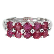 925 Sterling Silver Ring Round Ruby Natural Gemstone Jewelry Size 6