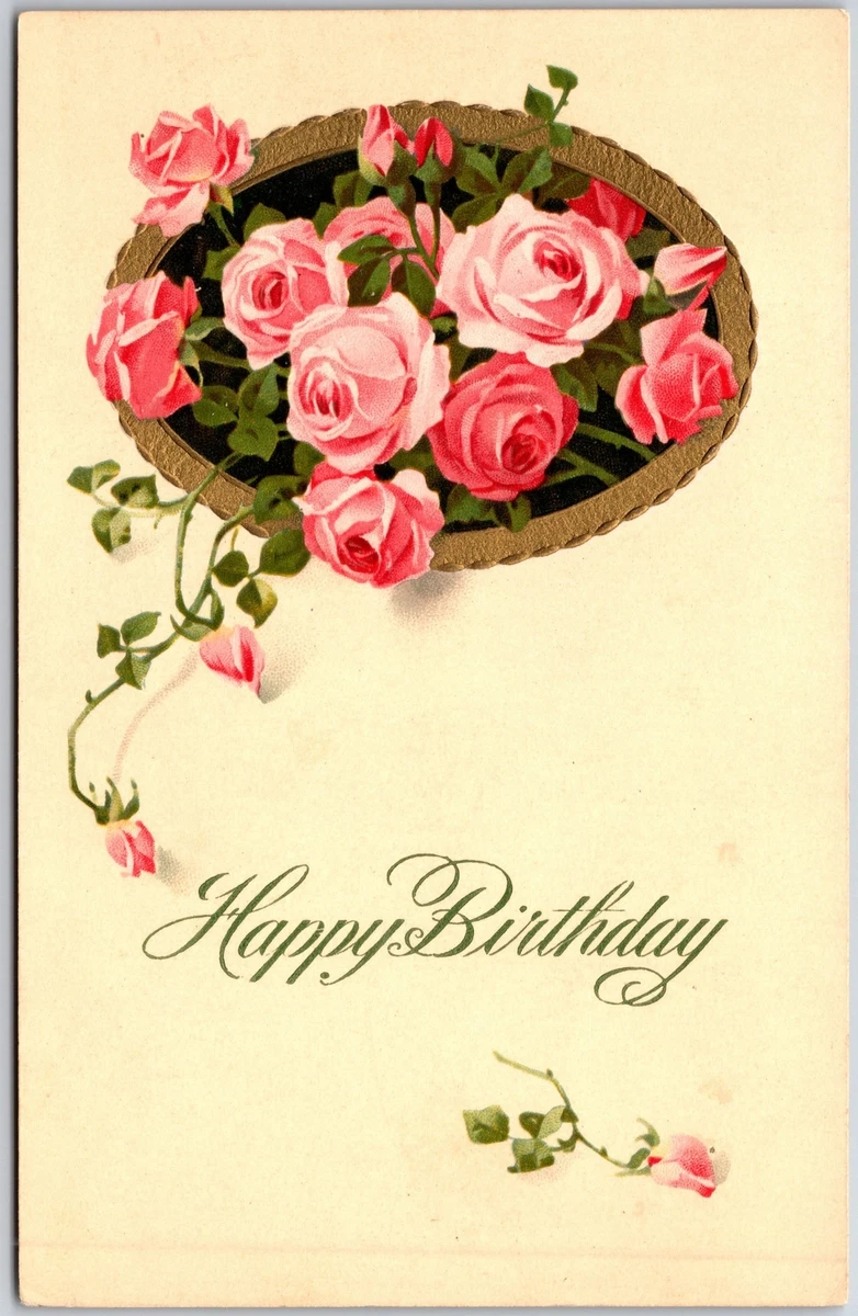 Happy Birthday Card with a Large Bouquet of Roses