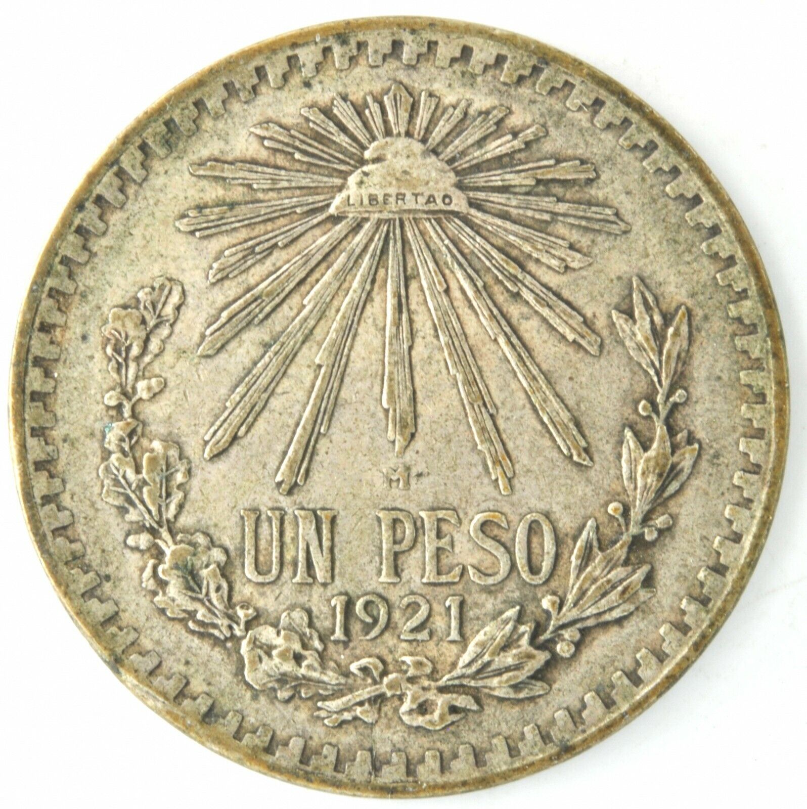 1921 Mexico UN Peso Silver Coin KM# 455 Estados Unidos Mexicanos 0.720  Libertad