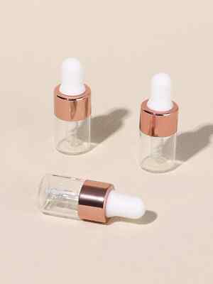 3 Stück 2ml Mini Glas Tropfflasche Set Rosegold Kappe Reisefreundlich und Stilvoll