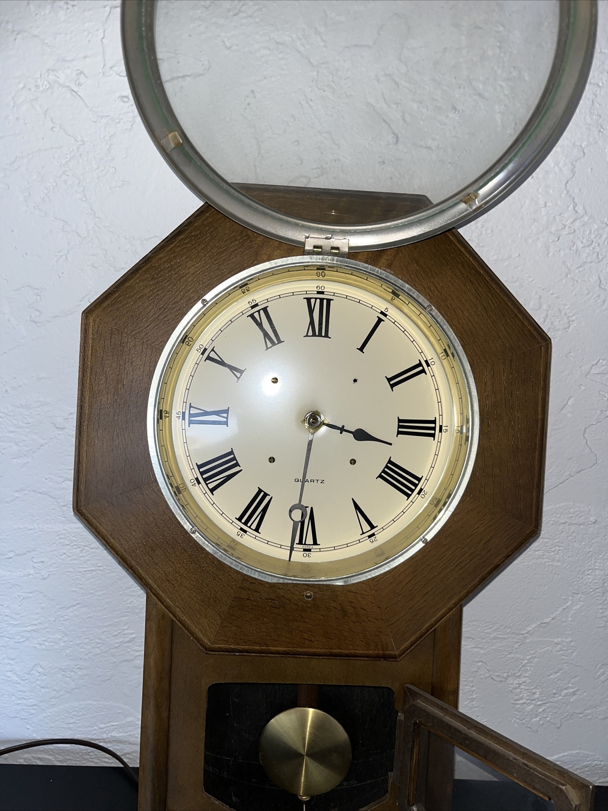 Vintage Quartz Regulator Wall Clock in Oak Case eBay