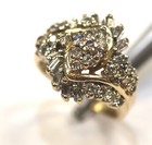 14k yellow gold 1.26ct SI1 H womens diamond baguette round cluster ring 7.9g — photo 7