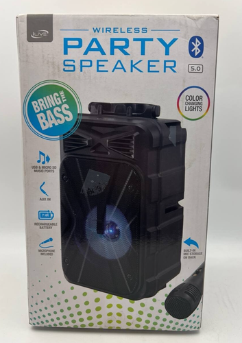 iLive Wireless Party Speaker Bluetooth with Mic Rechargeable Battery 10W (Black) - Picture 2 of 12