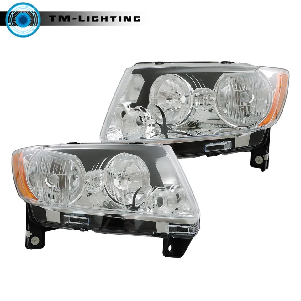 Headlight Headlamp For 2011-2013 Jeep Grand Cherokee 2011-17 Compass L+R Halogen - Image 2 of 4