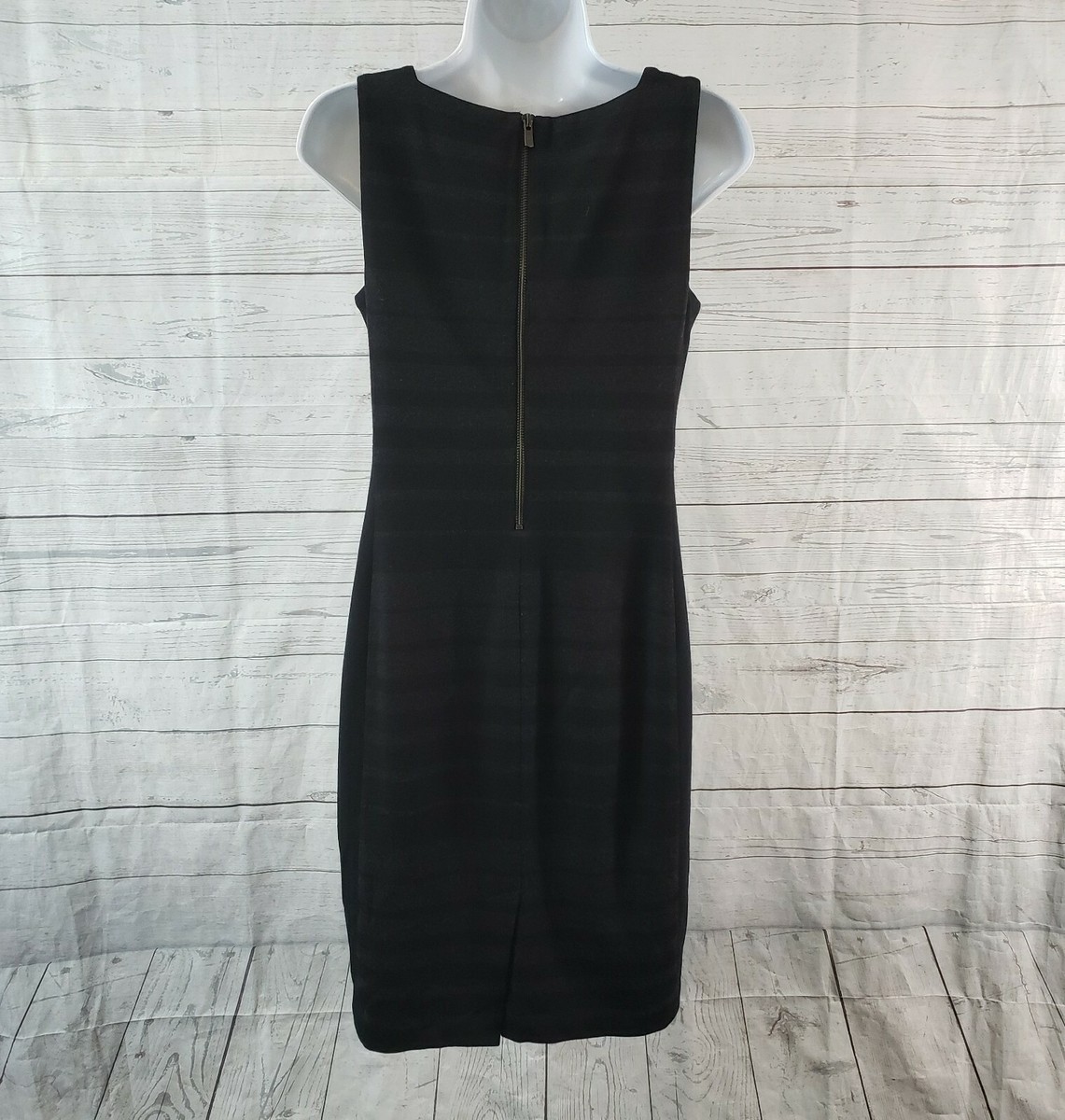 Eileen Fisher Womens Ponte Knit Dress Sz 4 Black Gray Striped Sleeveless |  eBay