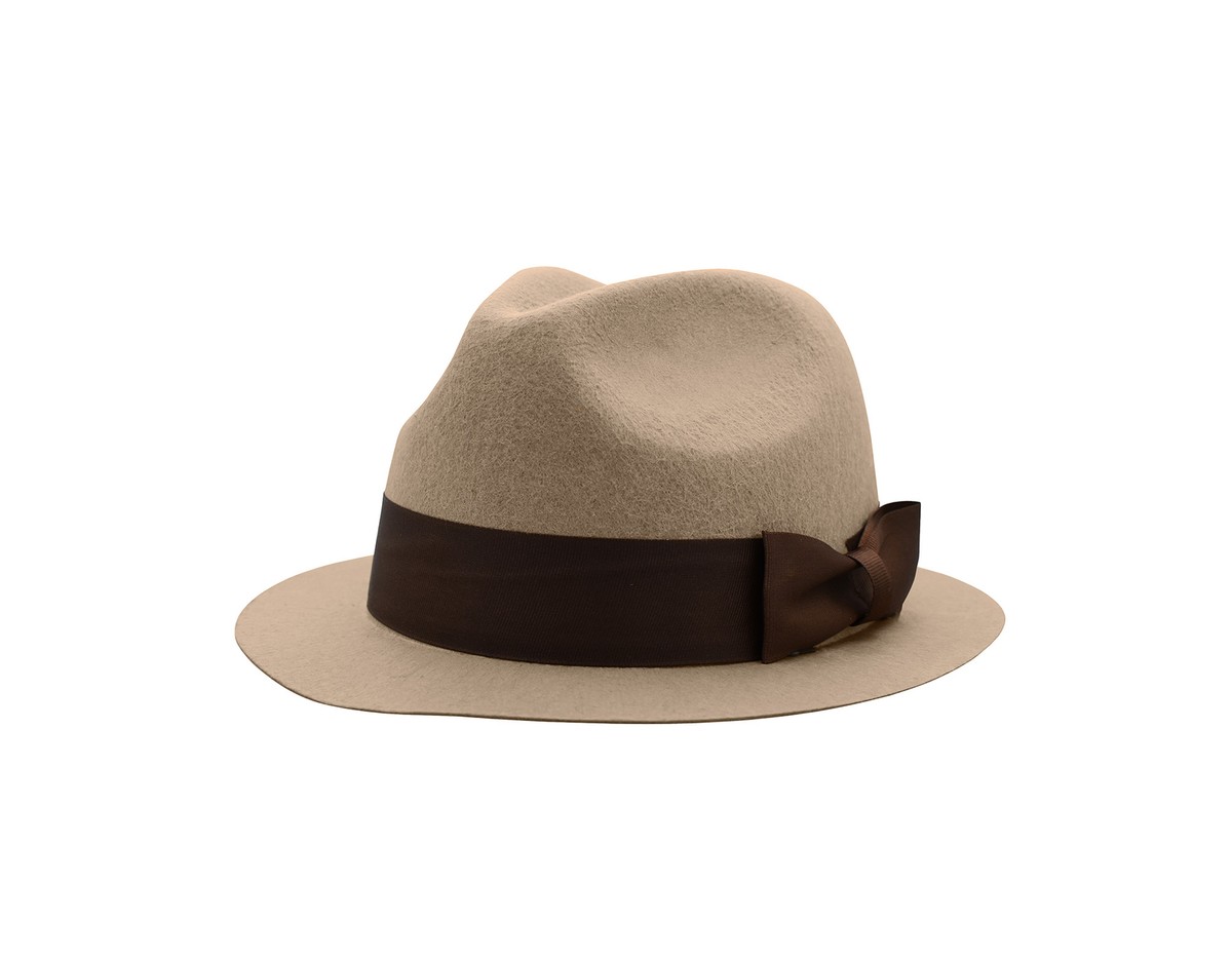 Adult Mens Tan Felt Fedora Inspector Detective Hat Roaring
