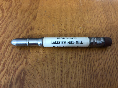 VINTAGE LAKEVIEW FEED MILL ADVERTISING BULLET PENCIL GRAINS HAY COAL