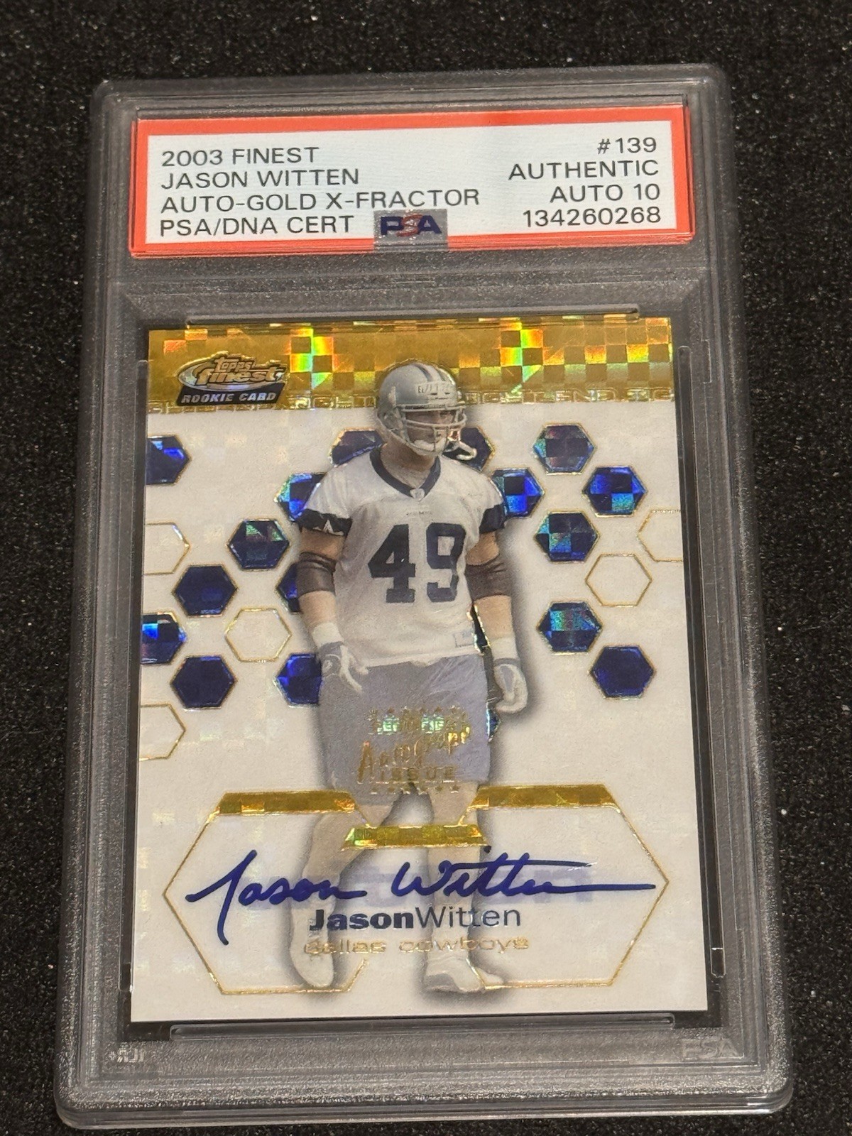 2003 Topps Finest Jason Witten Gold Xfractor Auto #139 Rookie 