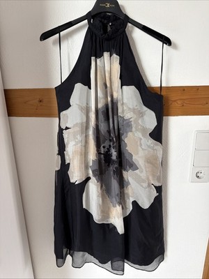 Zara Basic Damen Kleid Seidenkleid  100%Seide Gr.M Schwarz Grau Ärmellos