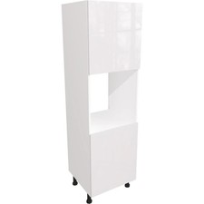 Fully Assembled 600mm Plain Slab Gloss White Larder Single Kitchen Oven Unit