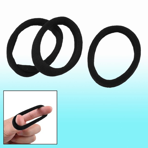 3 Pcs Schwarz Dehnbar Elastisch Haargummi Pferdesschwanz Zopf-Halter Haarband-image