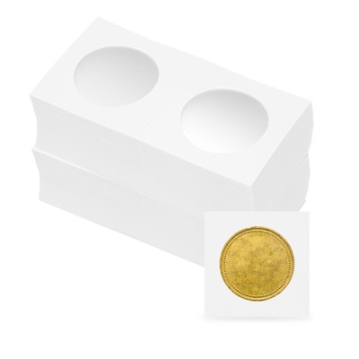 Coin Flips 2''x 2'', 100 Pack Cardboard Coin Holder for 33mm/ 1.3'' Coin Collection