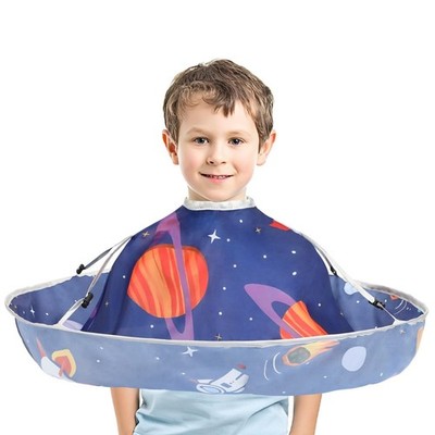 FEBSNOW Kids Hair Cutting Cape, Cartoon Prints Adjustable Haircut Cape Umbrella