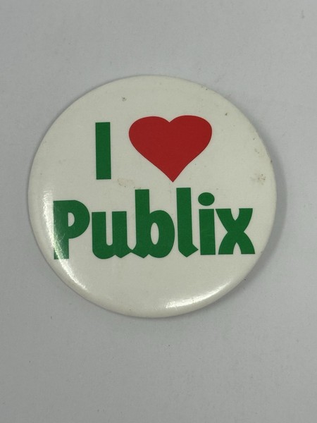 De colección I Love Publix Super Market Round Pinback Botón Encendedor Verde