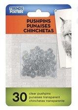 Pushpins - Clear 30-Count Clear Push Pins Thumb Tacks,