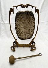 Antique Arts & Crafts dinner gong hammered silvered brass