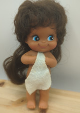 Vintage Japan Hawaiian Hula Girl Vinyl Figure Big Eyes Holding Towel Long Hair
