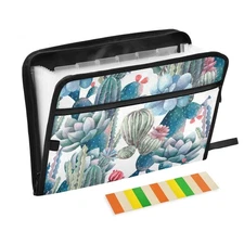 ALAZA Vintage Cacti Cactus Expanding File Folder, 13 Pockets Expandable Docum...