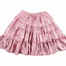 Sans Souci L Pink Tiered Satin Mini Skirt Balletcore Soft Girl Y2K Princess Luxe
