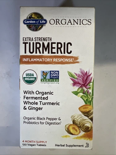 Garden of Life Organic Extra Strength Turmeric Curcumin - 120 Tablets-Exp 6/26+