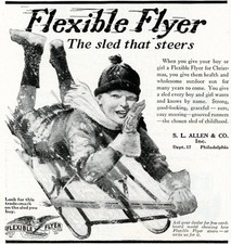 1924 Original Flexible Flyer Sled Ad. The Sled You Steer. Health  Outdoor Sun