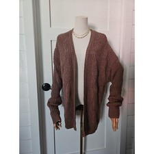 Universal Thread Cardigan L Large Brown Knit Open Front Oversized Slouchy Long