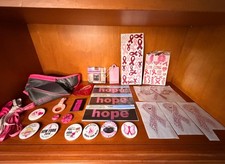 Breast Cancer Awareness Pink Ribbon Lot Avon Reebok Walk Accessories Pins Hope