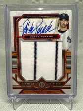 2023 Topps Tribute Jorge Posada Earned Stripes Jersey Auto Ruby /5 Yankees