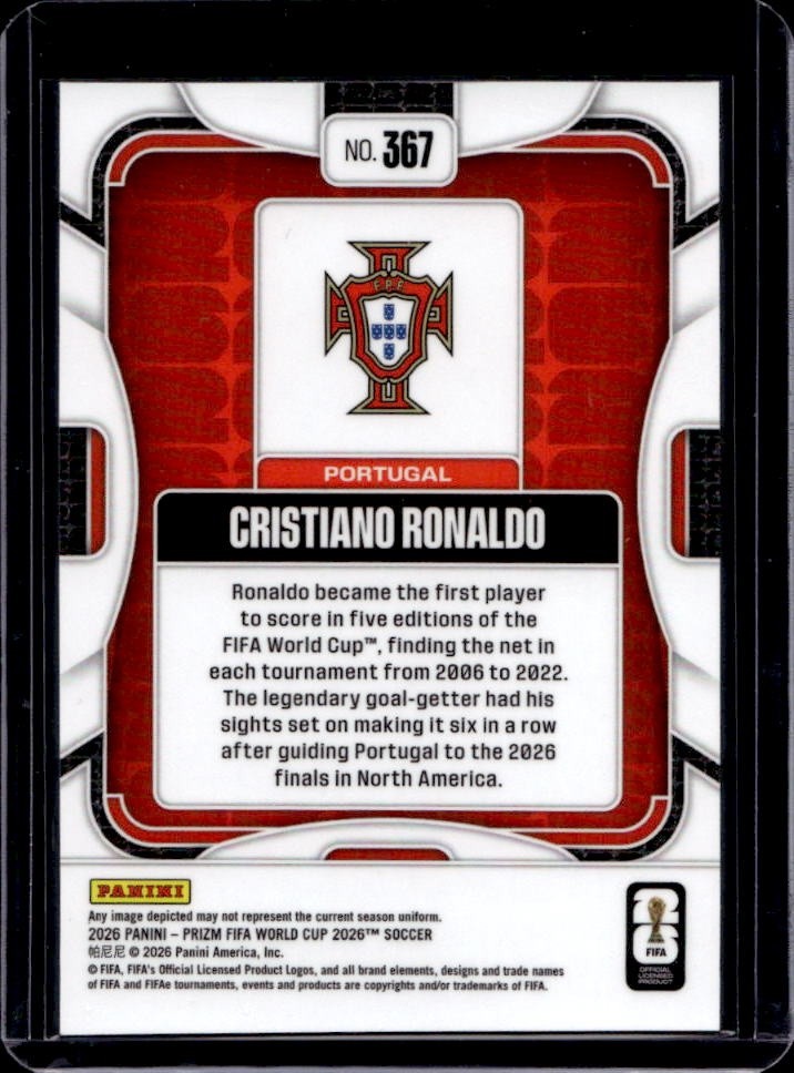2026 Panini Prizm World Cup Cristiano Ronaldo #367 Portugal view 2