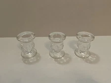 3 Clear Glass Candle Holders