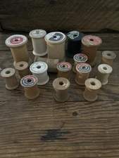 17 OLD WOODEN THREAD SPOOLS Empty  Lot#4