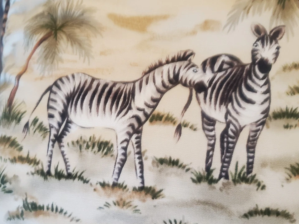 Rare Vintage 22" Safari Animal Print Throw Pillows Pair Corded & Ruffled Unique - Image 4 of 4