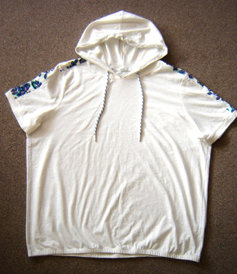 Cecil Shirt Gr. XL Kurzarm Kapuze Farbige Akzente über Schulter Elastiksaum TOP!