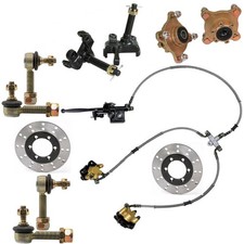 Front Brake Caliper 4 Stud Wheel Hub Spindle Knuckle Rotor Tie Rod End Go Kart